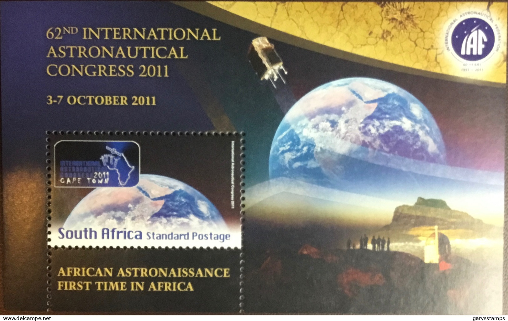 South Africa 2011 Astronautical Congress Minisheet MNH - Ongebruikt