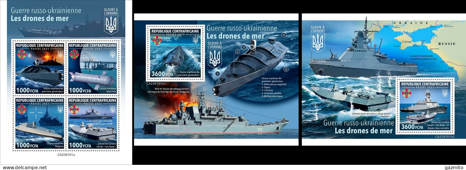 Centrafrica 2023, Ukrainian Sea Drone, 4val In BF +2BF - Sous-marins