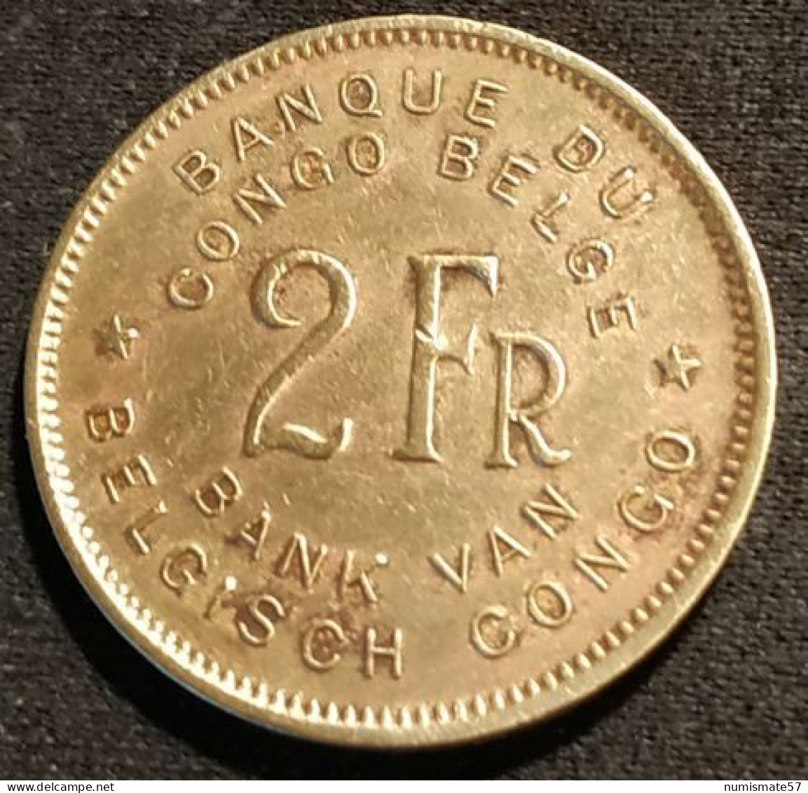 CONGO BELGE - 2 FRANCS 1947 - Régence Du Prince Charles - KM 28 - Eléphant - 1934-1945: Leopold III.