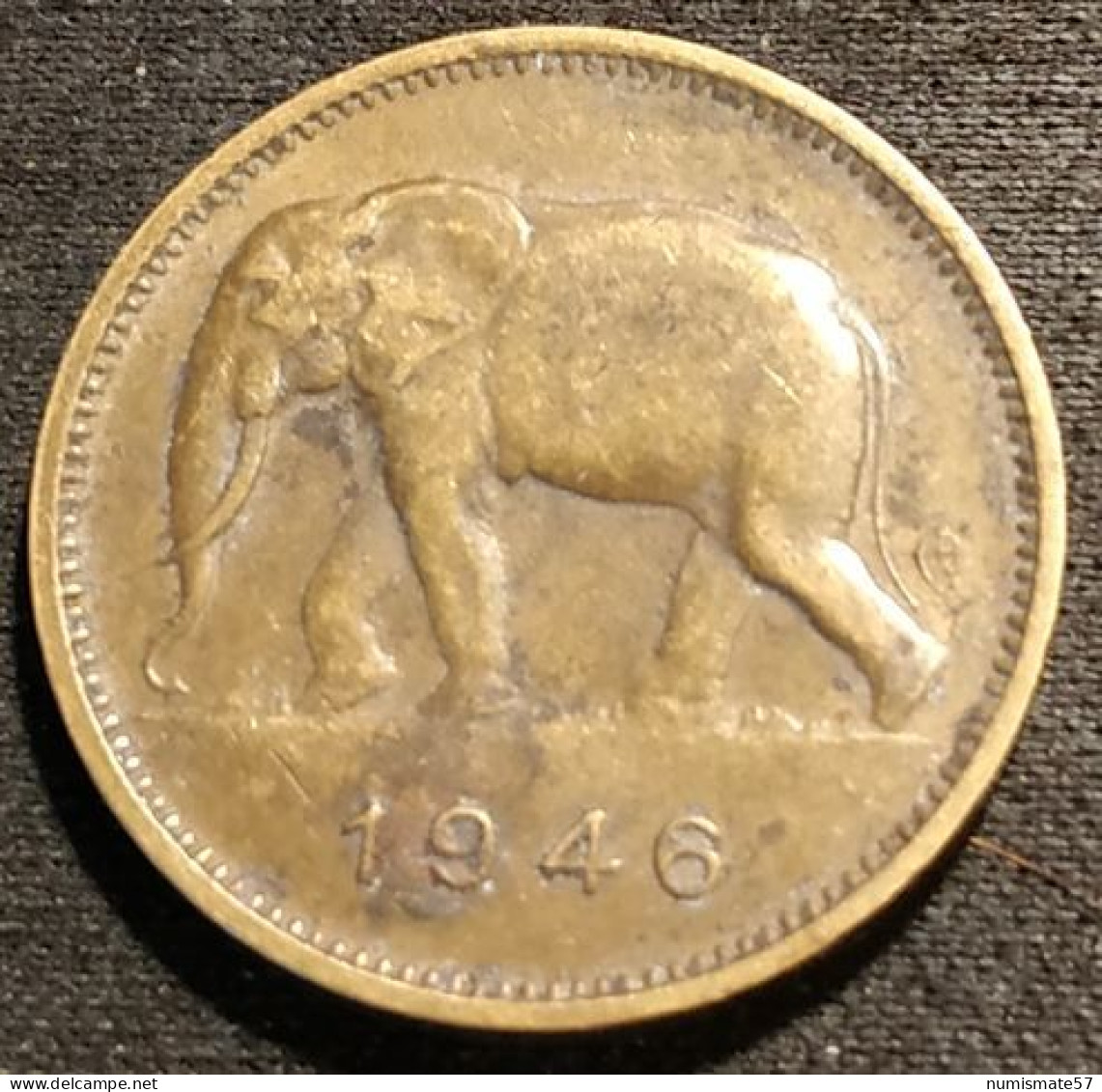 CONGO BELGE - 2 FRANCS 1946 - Régence Du Prince Charles - KM 28 - Eléphant - 1934-1945: Leopold III