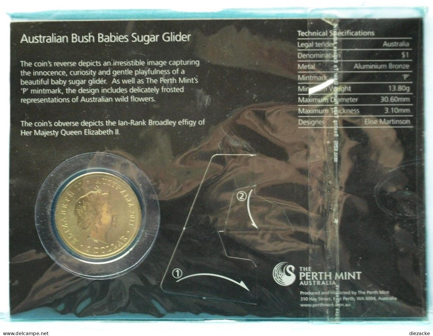 Australian 2011 1 Dollar Australian Bush Babies "Sugar Glider" Im Folder (M5314 - Unclassified