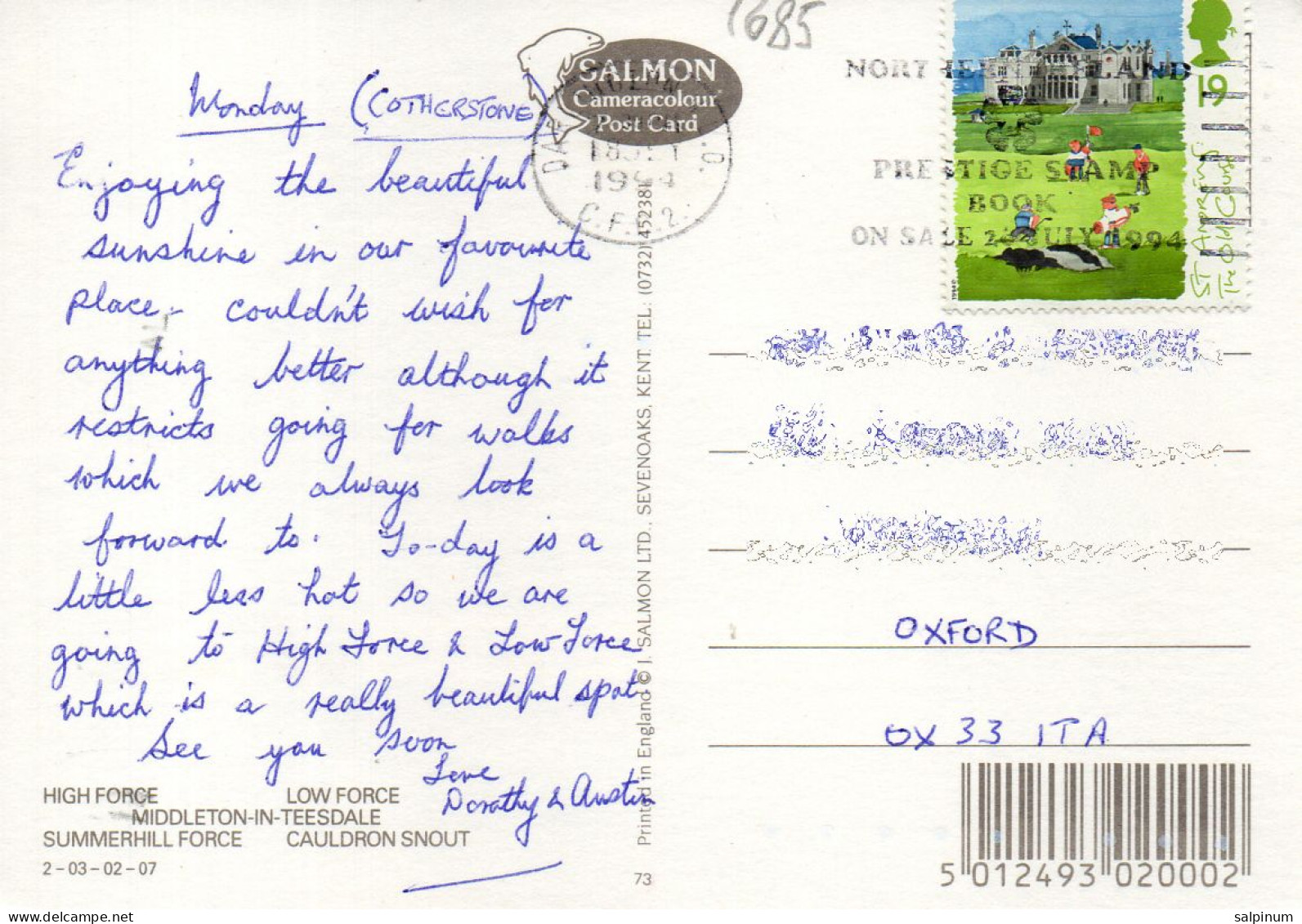 Philatelic Postcard With Stamps Sent From UNITED KINGDOM To UNITED KINGDOM - Briefe U. Dokumente