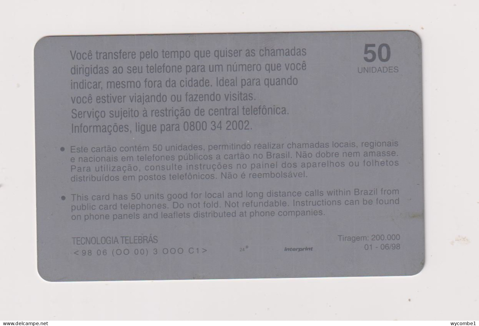 BRASIL - Call Transfer Inductive Phonecard - Brazil