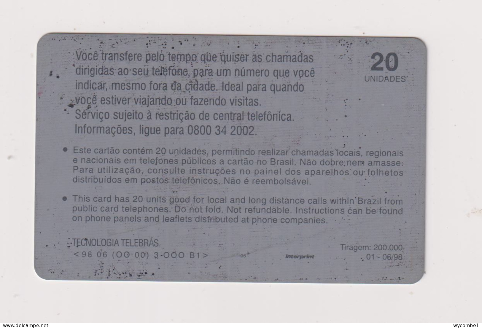 BRASIL - Call Transfer Inductive Phonecard - Brazilië