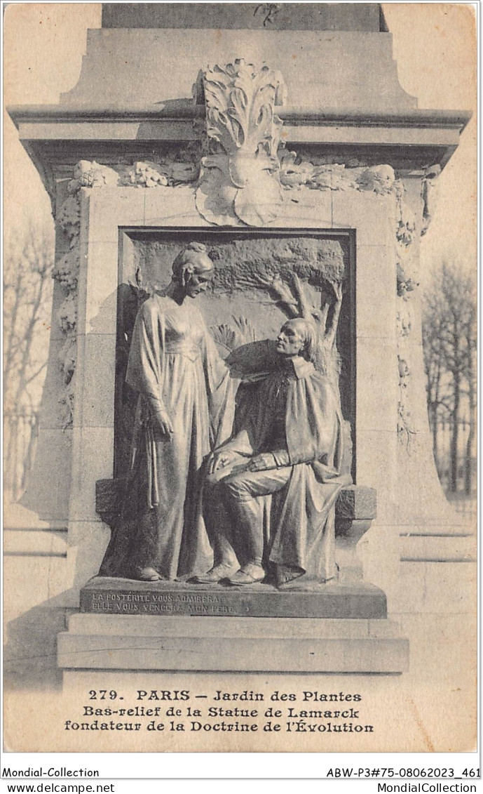 ABWP3-75-0206 - PARIS - Jardin Des Plantes - Bas-relief De La Statue De Lamarck - Estatuas