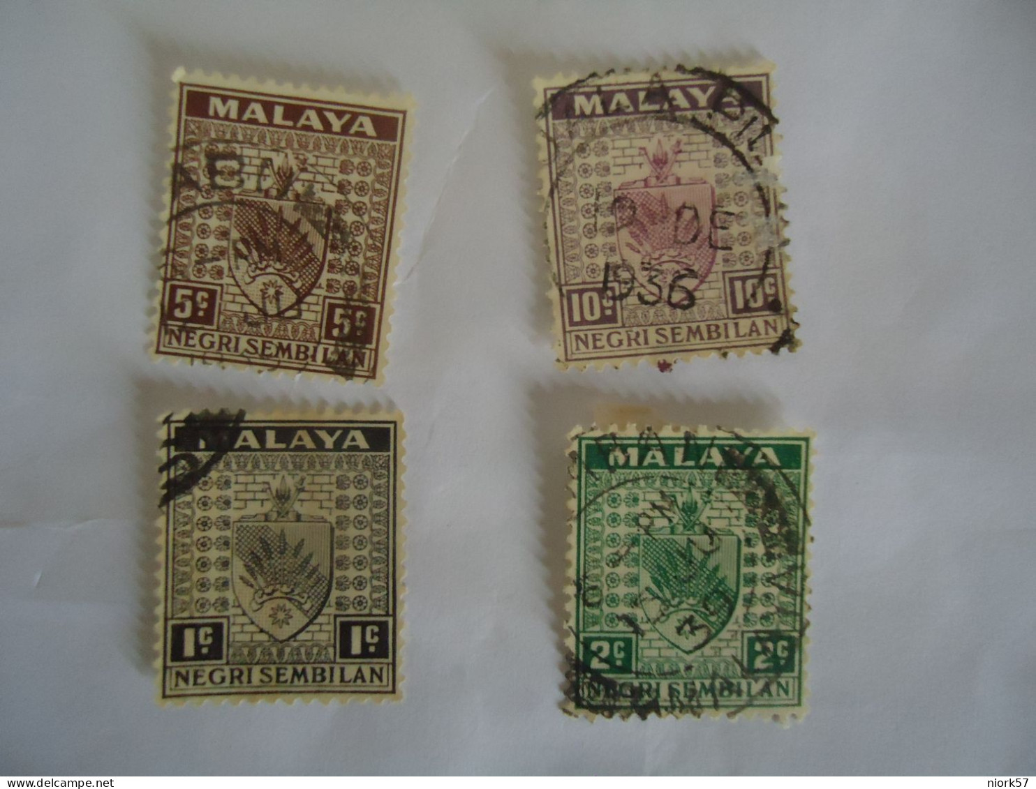 NEGRI SEMBILAN 4  MALAYA    USED  1935  STAMPS ARMS  WITH POSTMARK - Negri Sembilan