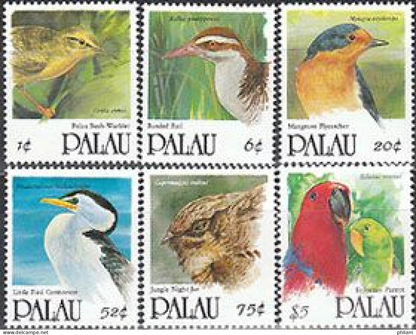 PALAU 1992 - Série Courante - Oiseaux - II - 6 V. - Palau