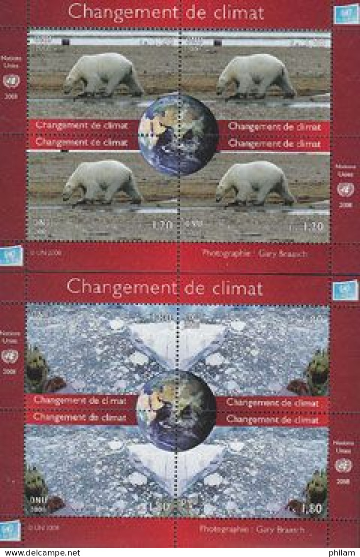 O.N.U. Genève 2008 - Changement De Climat - 2 BF - Blocs-feuillets