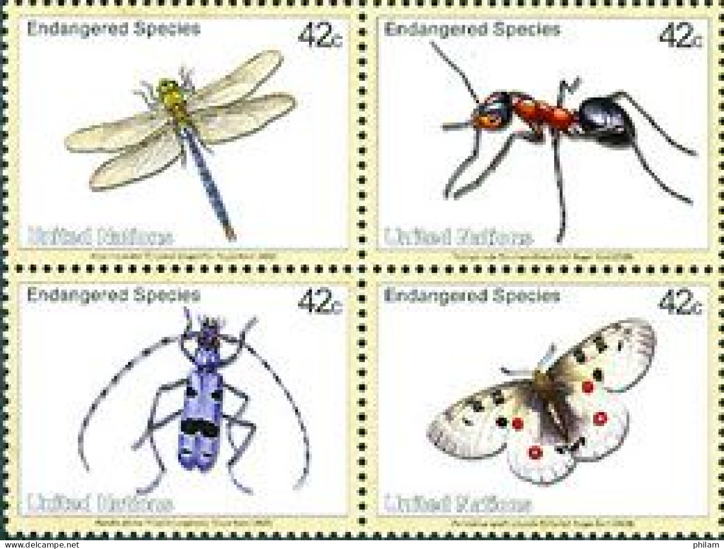 O.N.U. New York 2009 - Espèces Menacées - Insectes - 4 V. - Unused Stamps