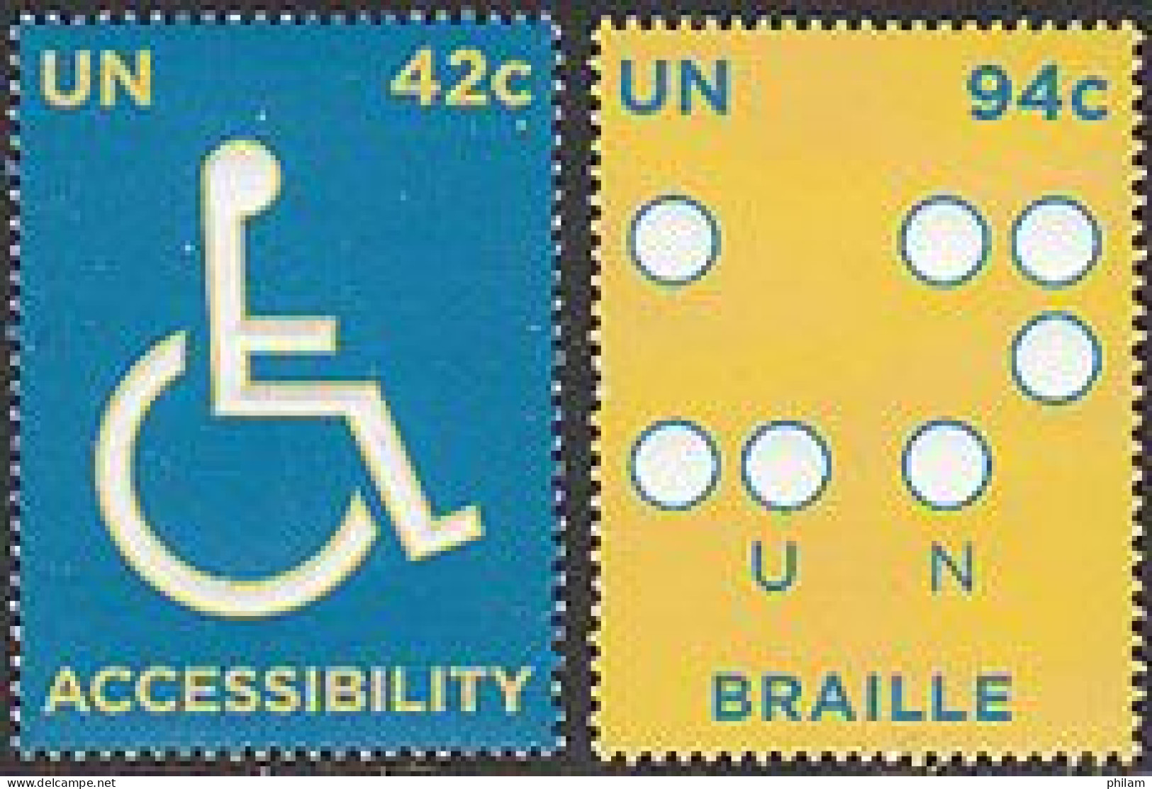 O.N.U. New York 2008 - Année Des Handicapés - 2 V. - Unused Stamps
