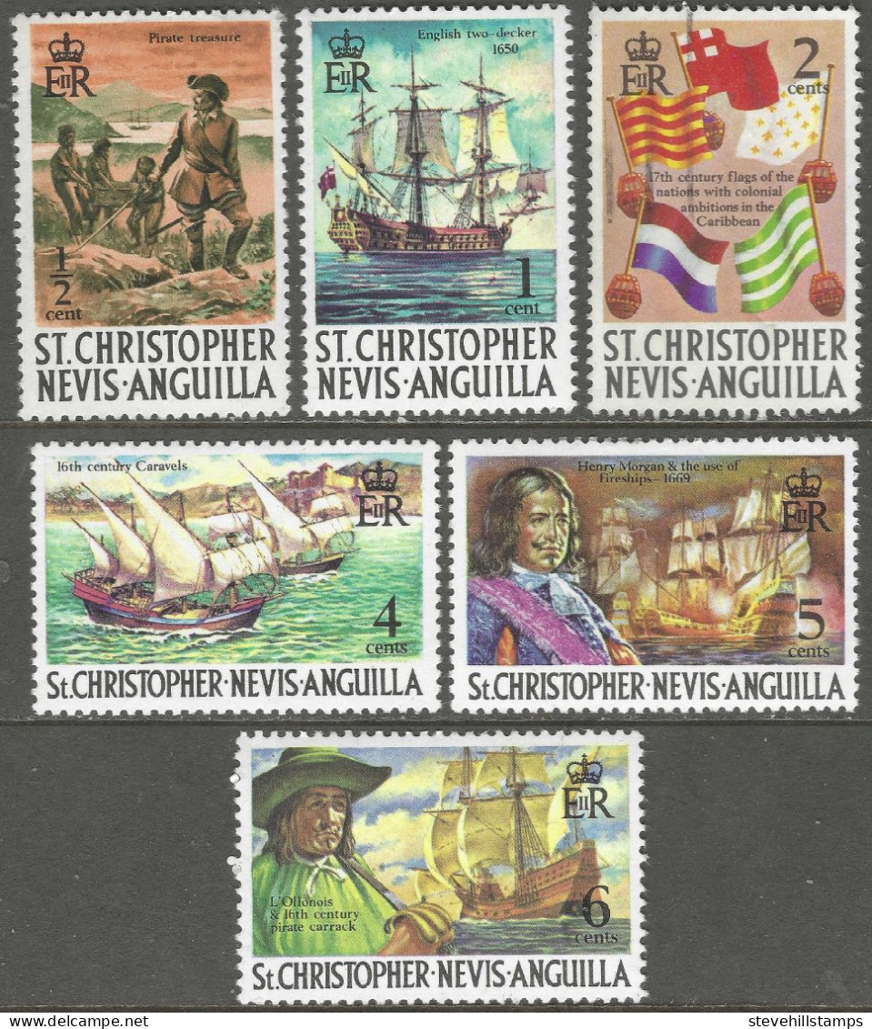 St Kitts-Nevis. 1970 QEII. 6 MH Values To 6c. SG 206etc. M3132 - San Cristóbal Y Nieves - Anguilla (...-1980)