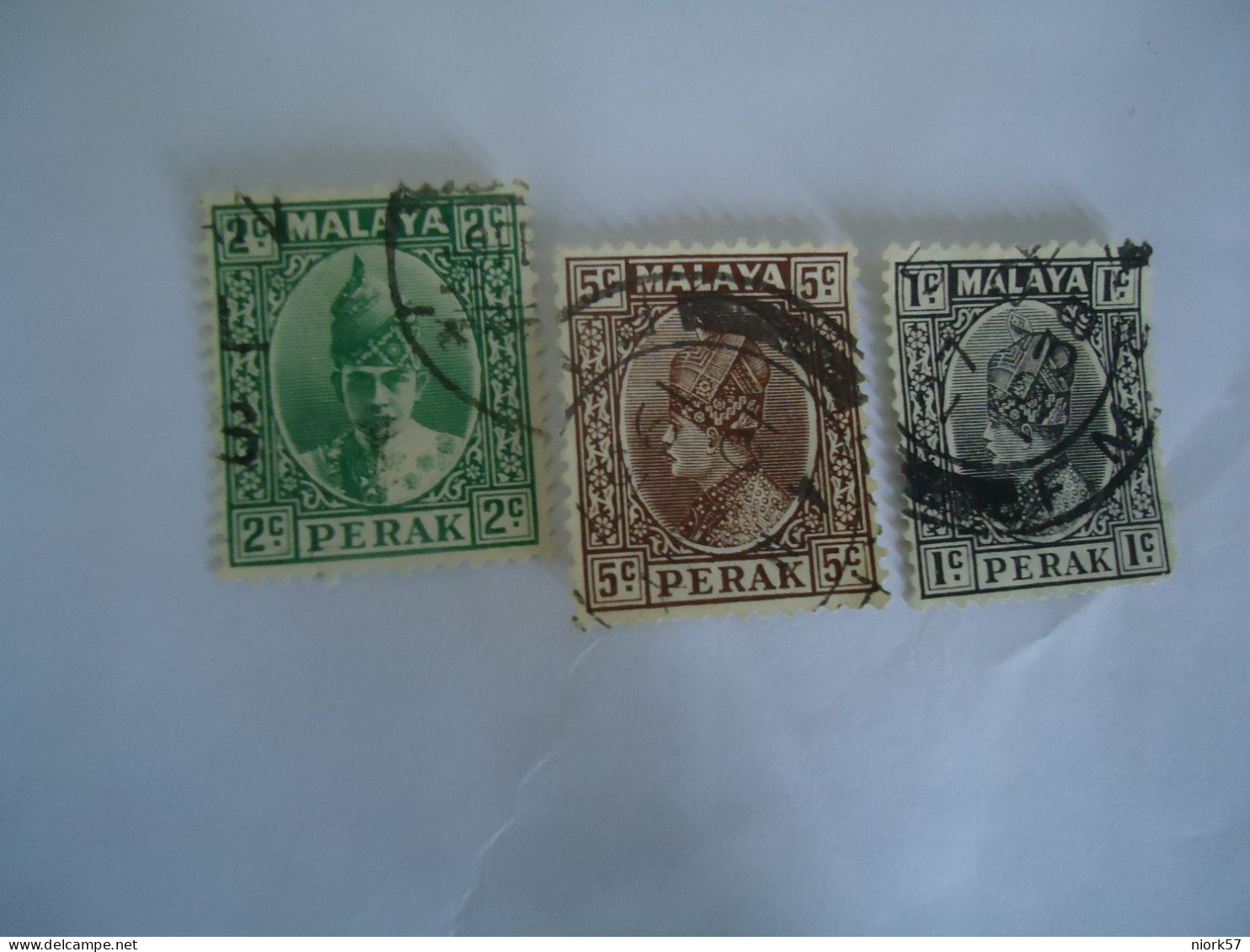 PERAK   MALAYA    USED  3  STAMPS KINGS   WITH POSTMARK - Perak