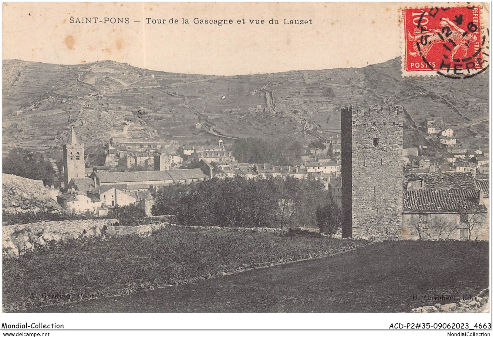 ACDP2-35-0148 - SAINT-PONS - Tour De La Gascagne Et Vue Du Lauzet - Saint-Pons-de-Mauchiens
