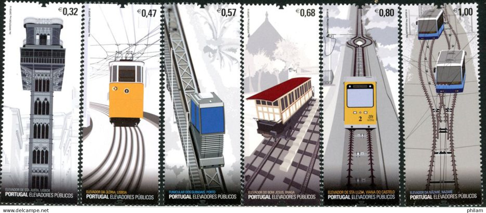 PORTUGAL 2010 - Elevateurs Et Trams De Montagne - 6 V. - Tranvías