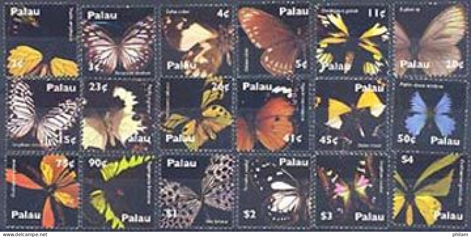 PALAU 2007 - Série Courante - Papillons - 18 V. - Butterflies