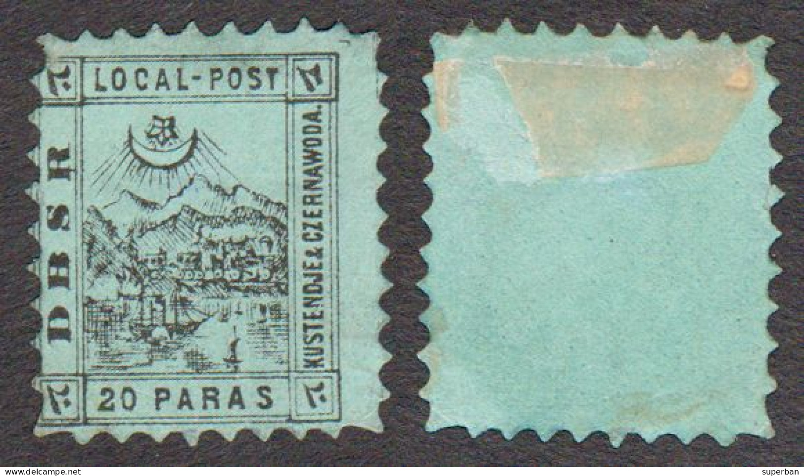 ROMANIA & TURKEY / OTTOMAN EMPIRE - 1867 - DBSR / LOCAL POST : KUSTENDJIE & CZERNAWODA - 20 PARAS - MH (an369) - Revenue Stamps