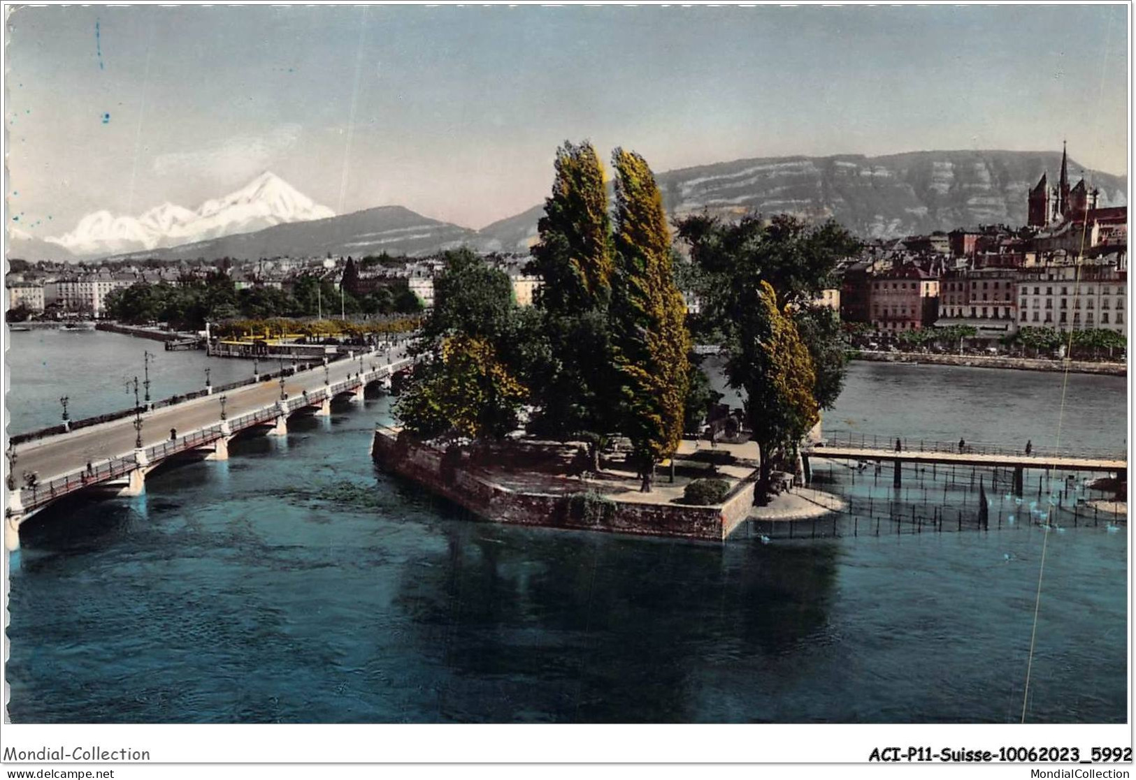 ACIP11-SUISSE-0965 - GENEVE - ILE J J ROUSSEAU ET MTE BLANC - Genève