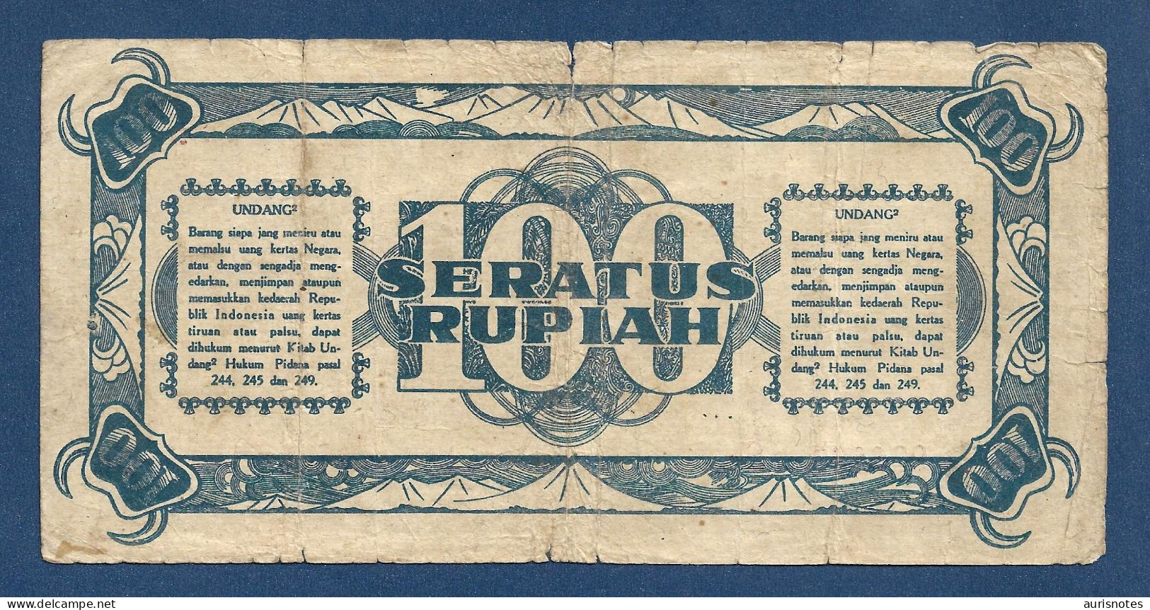 Indonesia 100 Rupiah 1947 P24 Fine+ - Indonesia