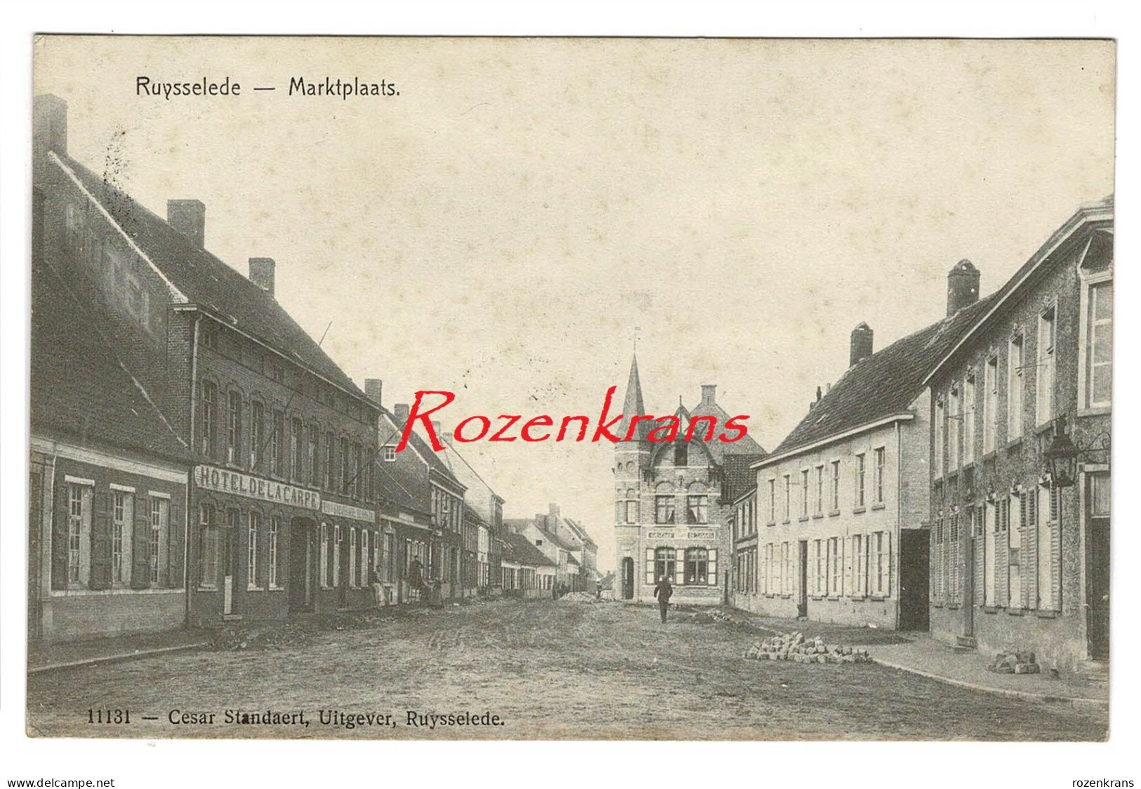 Ruiselede Ruysselede 1908 Marktplaats In Aanleg (nog Zonder Kasseien) Hotel De La Carpe ZELDZAAM - Ruiselede