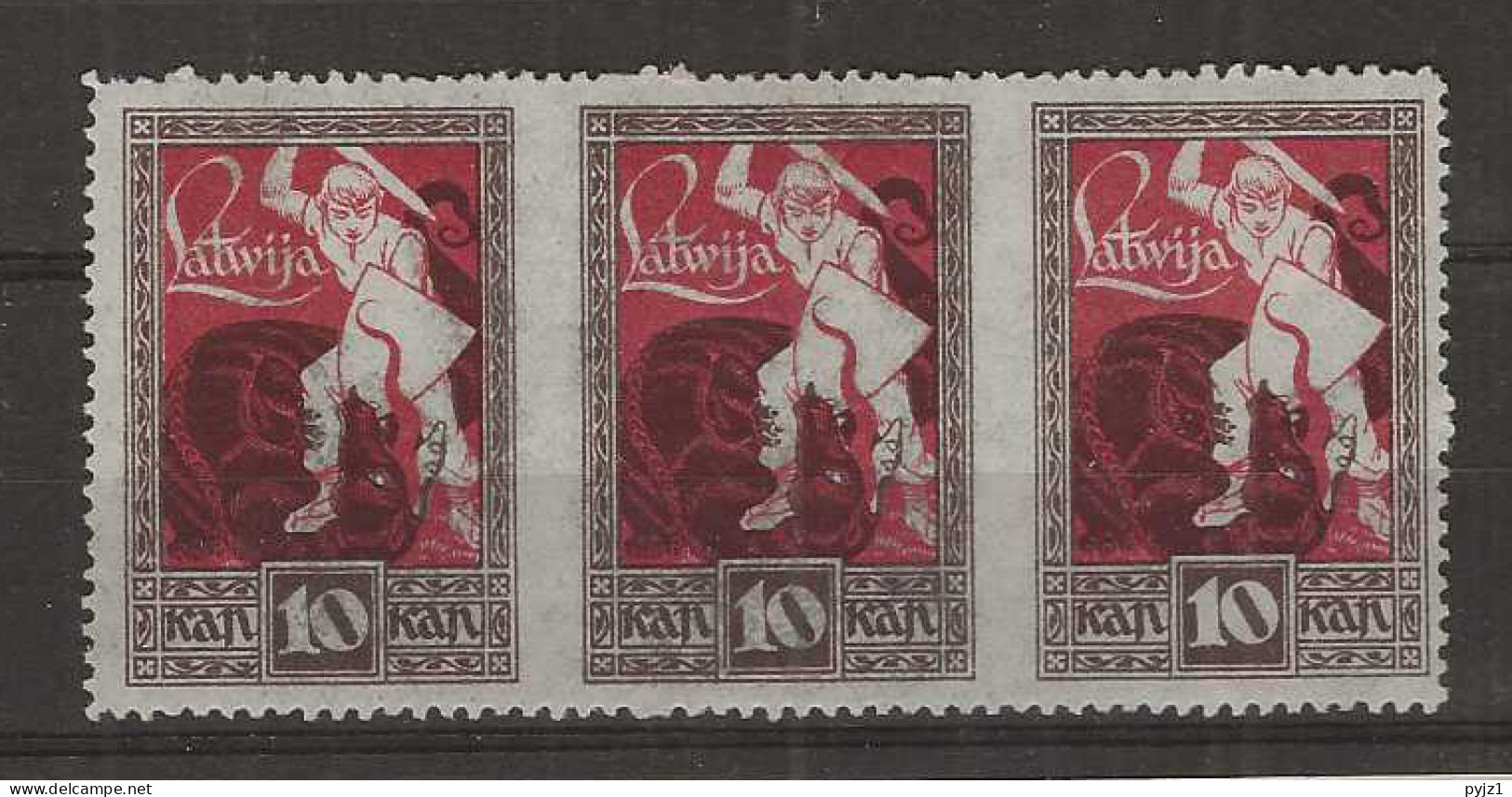 1919 MNH Latvia Mi 36 V Vertical Imperforated, Certificate - Lettonia