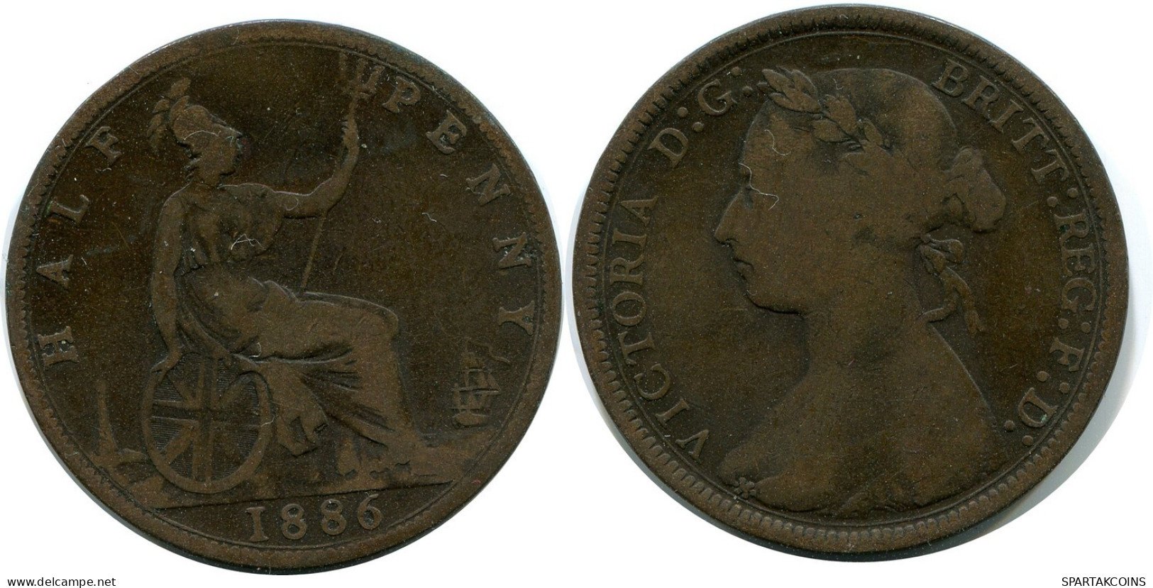 HALF PENNY 1886 UK GBAN BRETAÑA GREAT BRITAIN Moneda #AZ647.E.A - C. 1/2 Penny