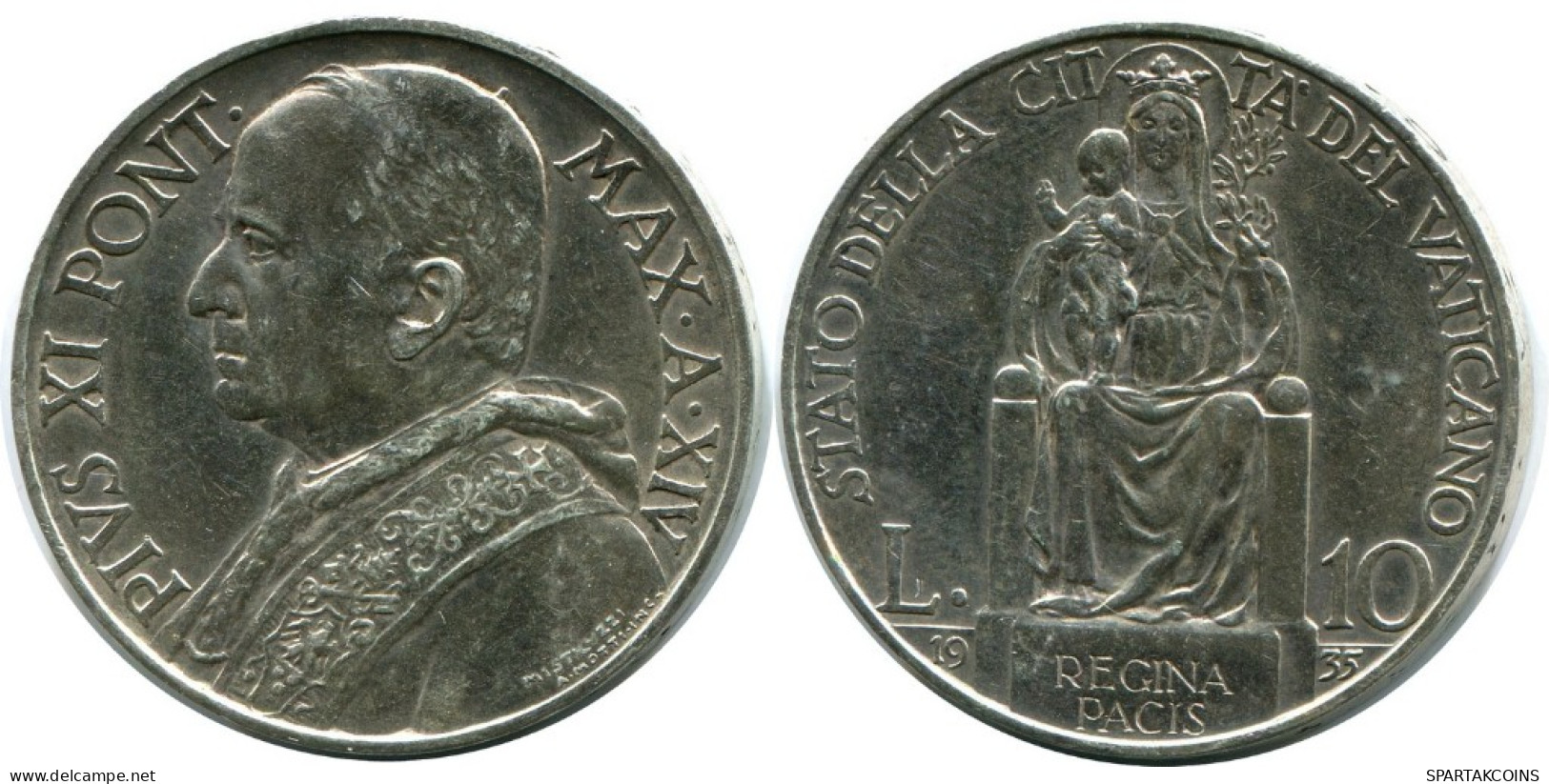 10 LIRE 1935 VATICAN Pièce Pius XI (1922-1939) ARGENT #AH305.16.F.A - Vaticano
