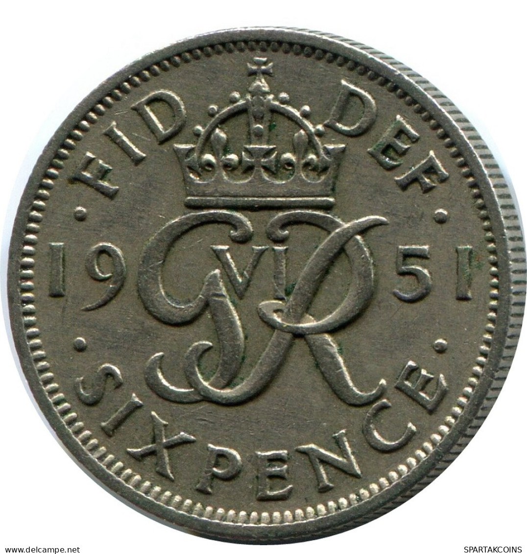 SIXPENCE 1951 UK GBAN BRETAÑA GREAT BRITAIN Moneda #AZ064.E.A - H. 6 Pence