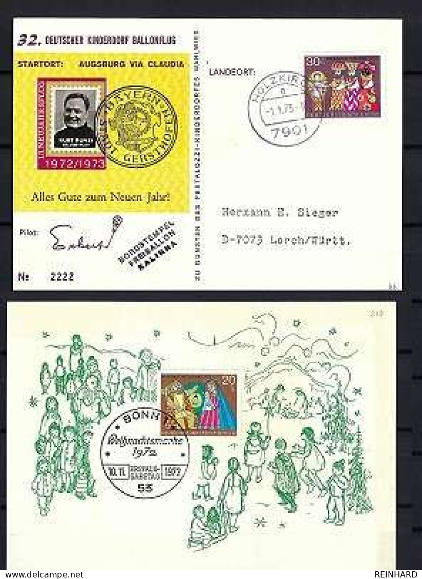 32. DEUTSCHER KINDERDORF BALLONFLUG Augsburg - Holzkirch 1.1.1973 - Siehe Bild - Cartas & Documentos