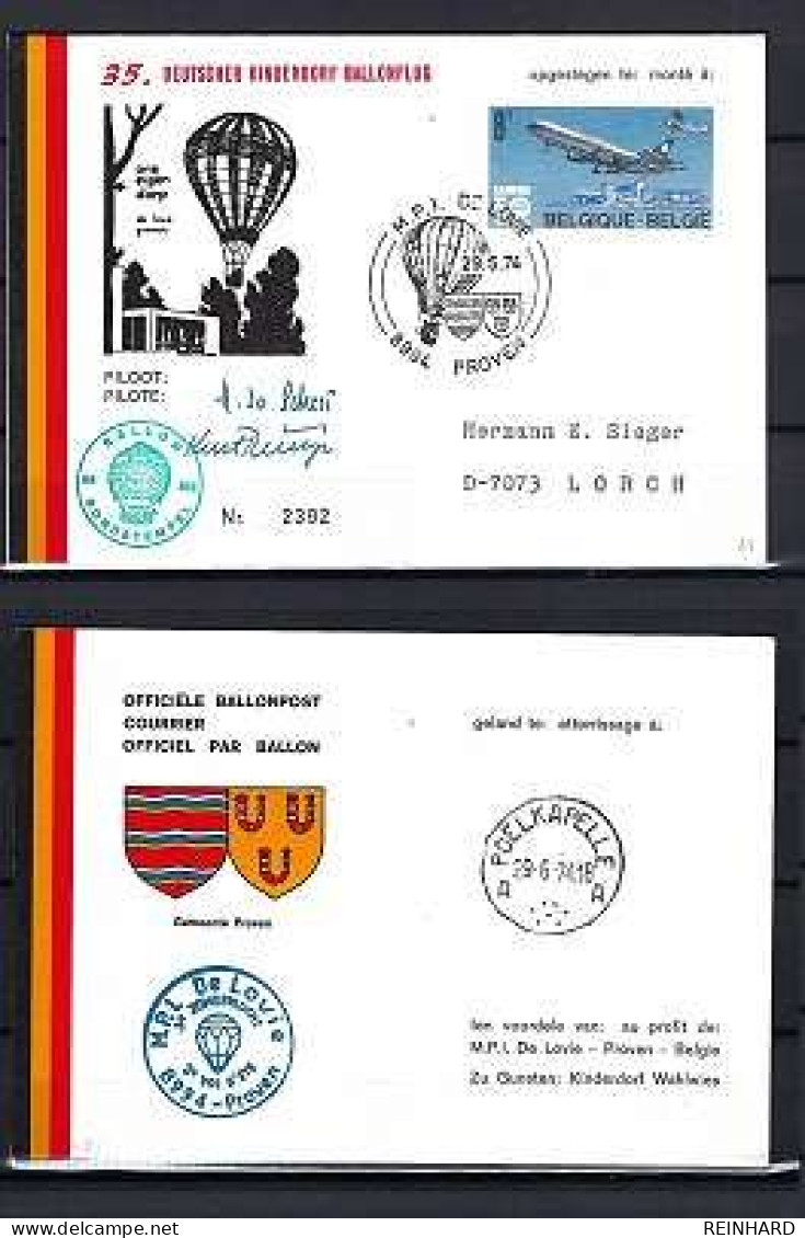 35. DEUTSCHER KINDERDORF BALLONFLUG PROVEN (Belgien) 29.6.1974 - Siehe Bild - Cartas & Documentos