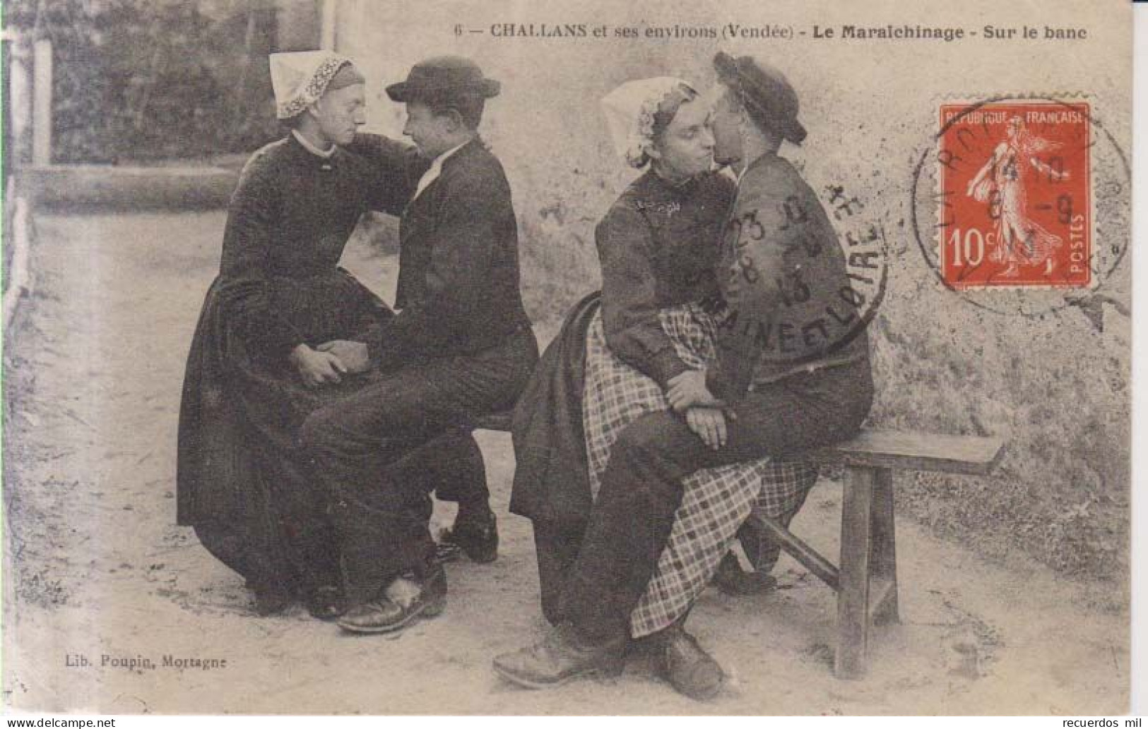 Challans Et Ses Environs Le Maraichinage Sur Le Banc  Carte Postale Animee 1913 - Challans