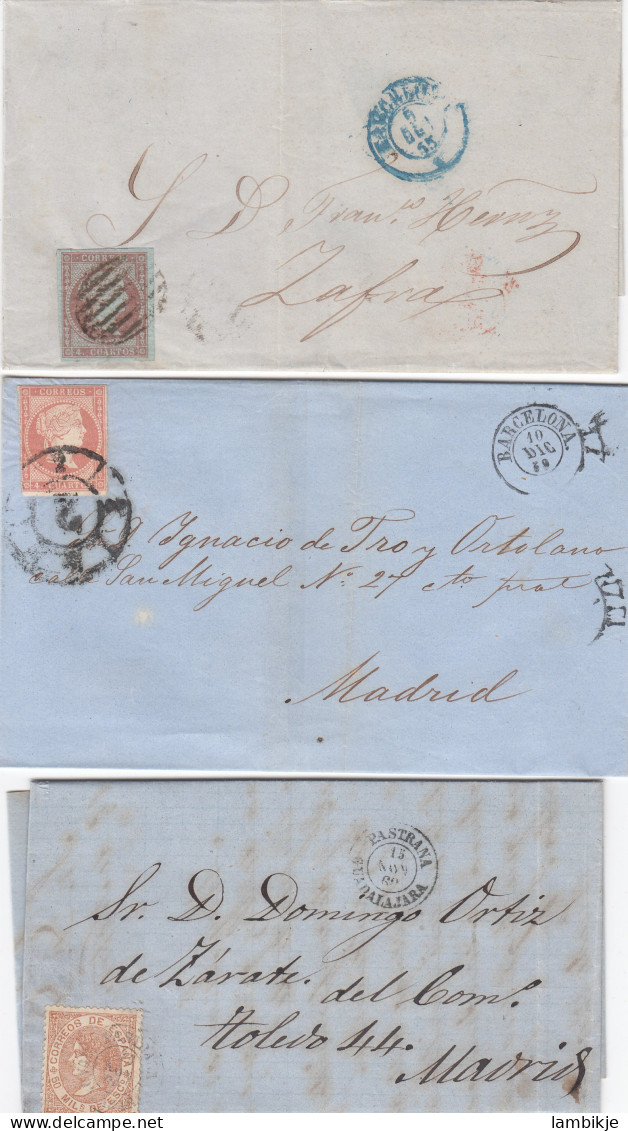 Spain 3 Covers Circa 1860 - Brieven En Documenten