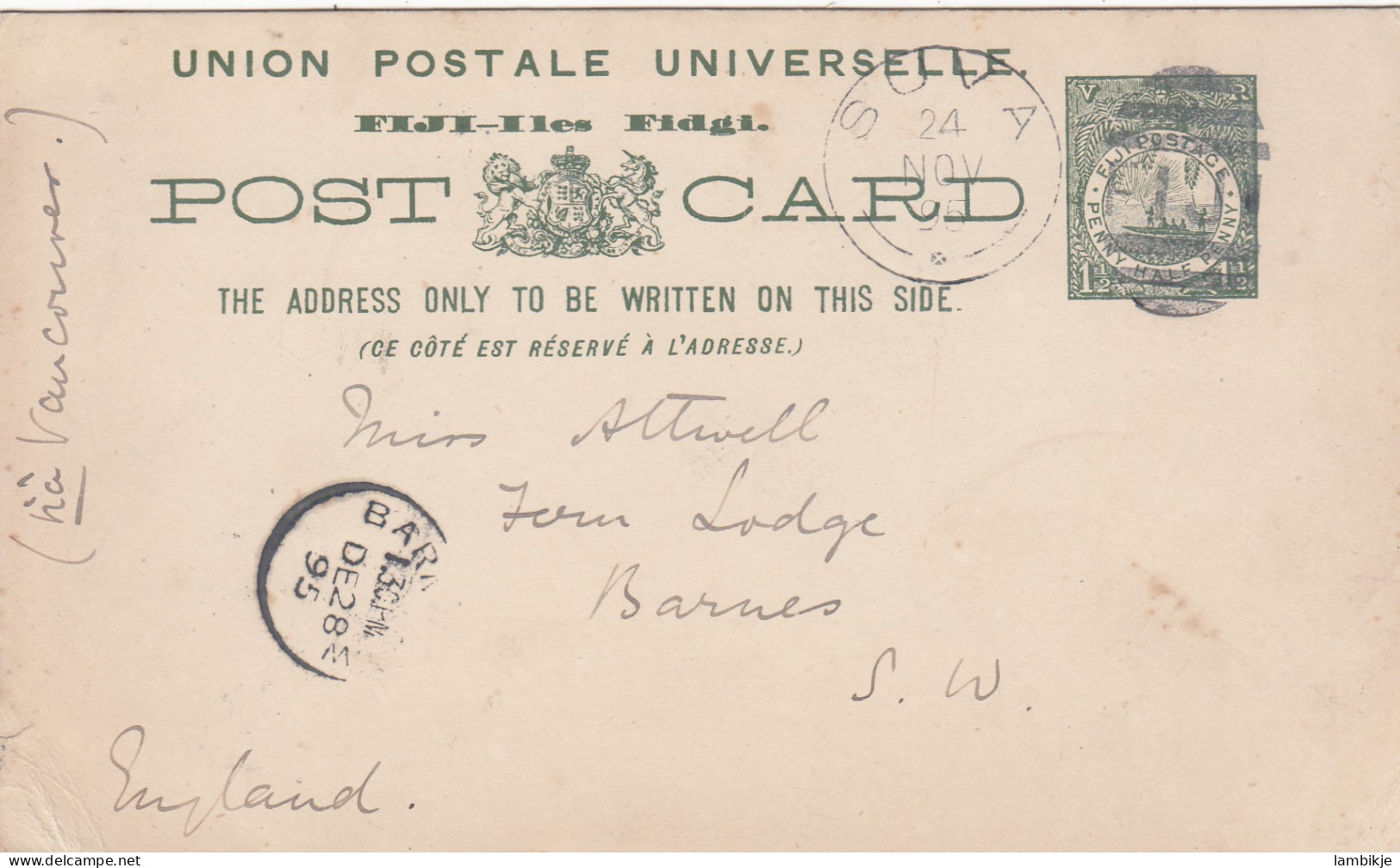 Fiji Islands Postcard 1895 - Fidji (1970-...)
