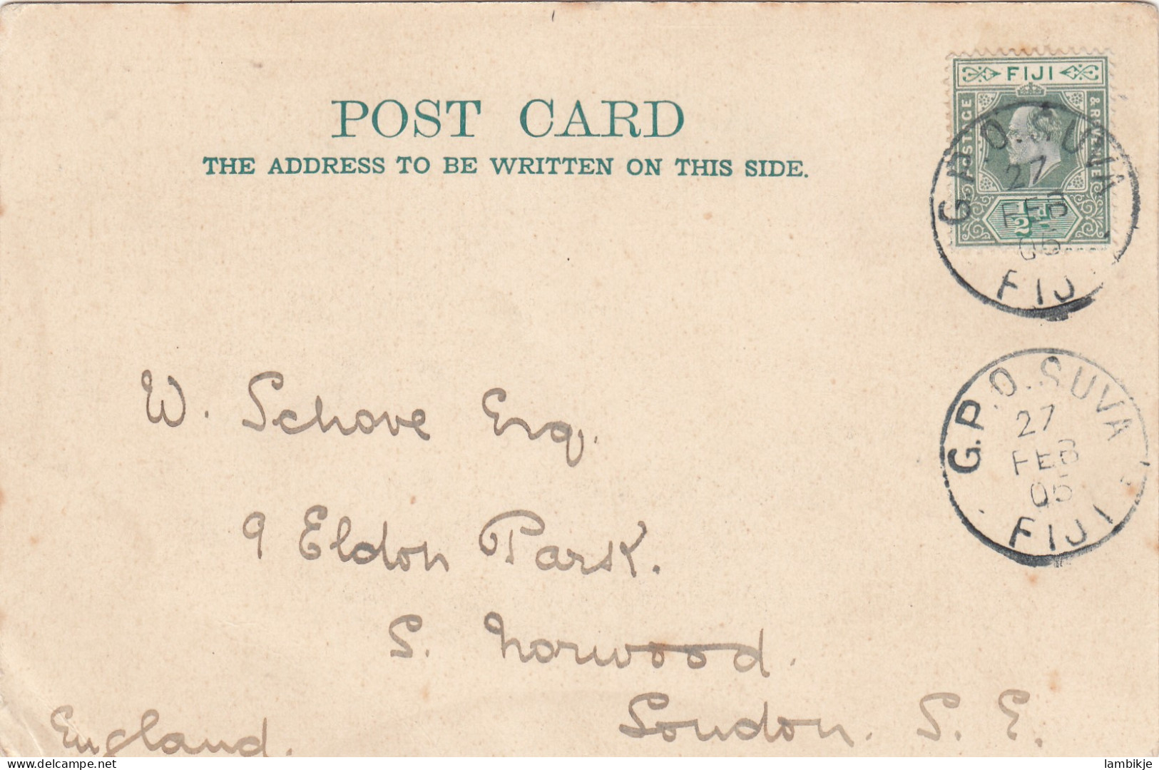 Fiji Islands Postcard 1905 - Fidji (1970-...)