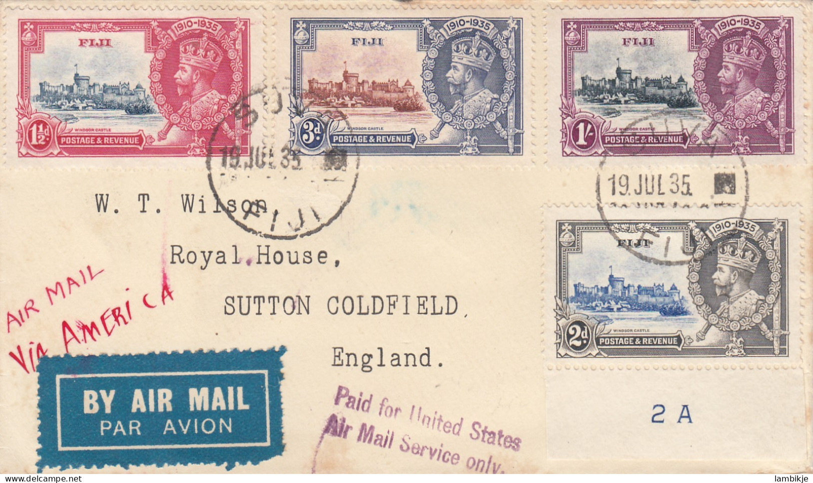 Fiji Islands Cover 1935 - Fiji (1970-...)