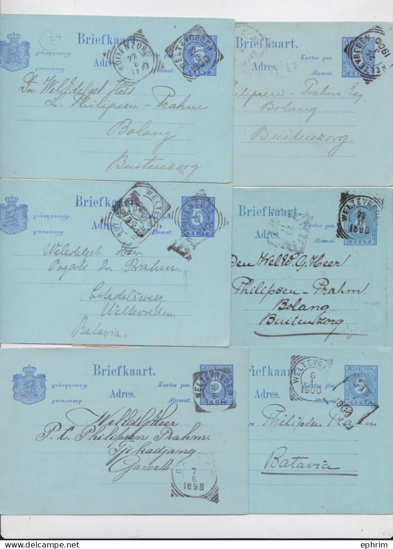 Weltvreden Nederlands-Indië Briefkaart Lot De 6 Entiers Postaux Indes Néerlandaises 1898/1900 - Niederländisch-Indien