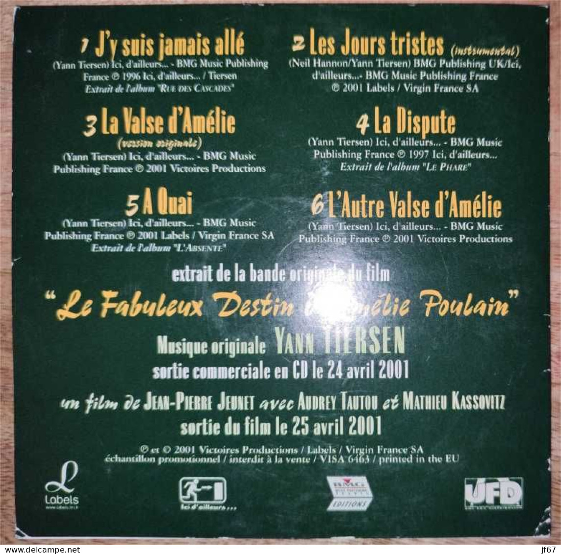Le Fabuleux Destin D'Amélie Poulain (CD Single 6 Titres) - Musica Di Film