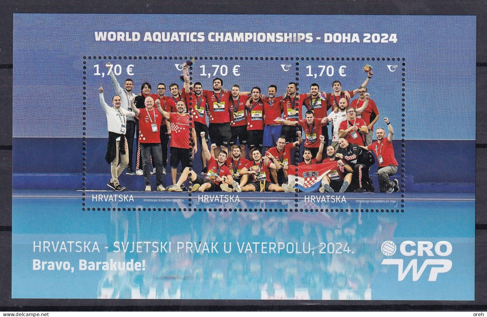 CROATIA 2024,NEW,20.3.,SPORT,WATER POLO WORLD CHAMPION,BARACUDAS-WAY TO GO,BLOCK,MNH - Kroatië