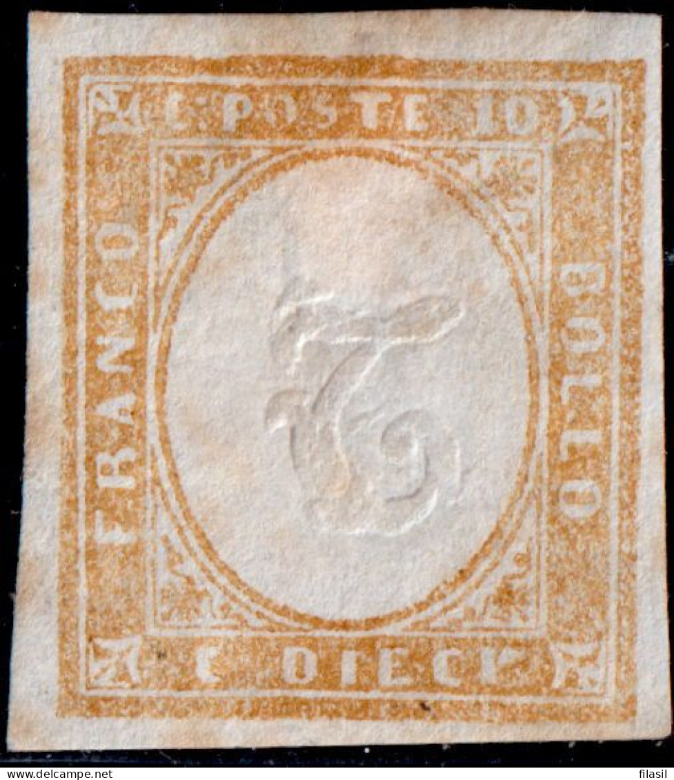 SI53D Italia Italy 1862 10c.di Sardegna Con Cifra 2 In Luogo Dell' Effige Francobollo Sperimentale O Prova - Mint/hinged