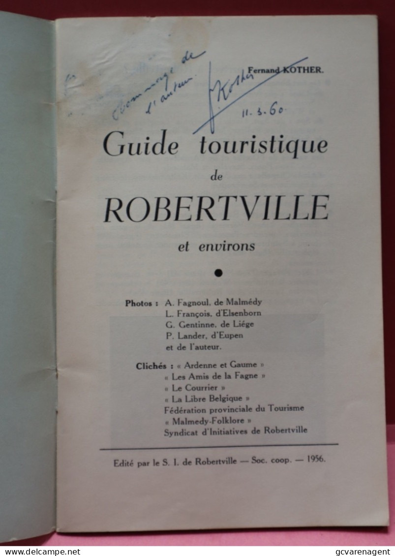 GUIDE TOURISTQUE ILLUSTRE DE ROBERTVILLE ET ENVIRONS - 1956 BON ETAT - 48 PAGES  21.5 X 14 CM    VOIR IMAGES - Tourisme