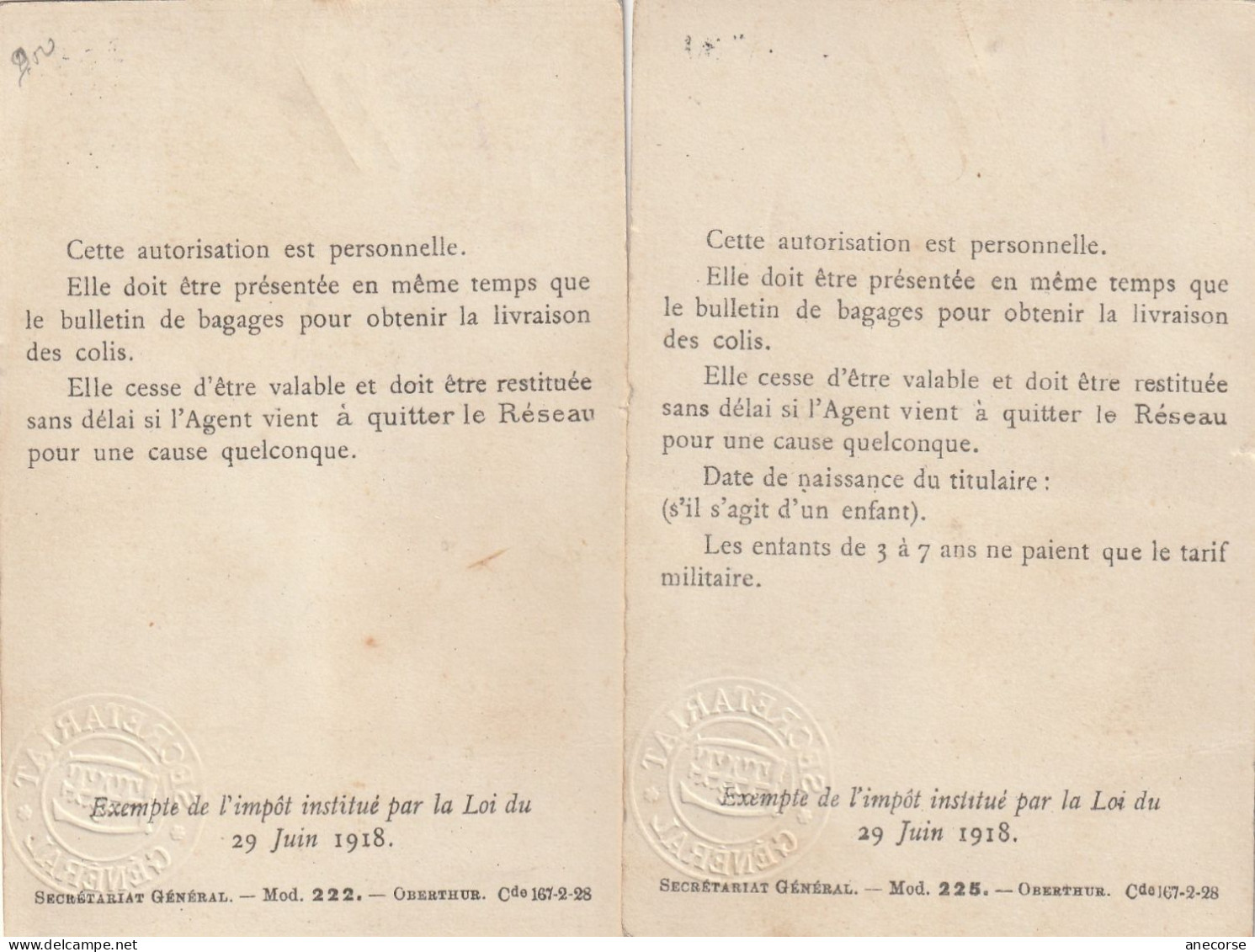 2 Cartes Chemins De Fer De L Etat 1929 Autorisation Spéciale Du Midi Et De Paris à Orléans S Chefs D Etudes ( IL-ELLE ) - Chemin De Fer