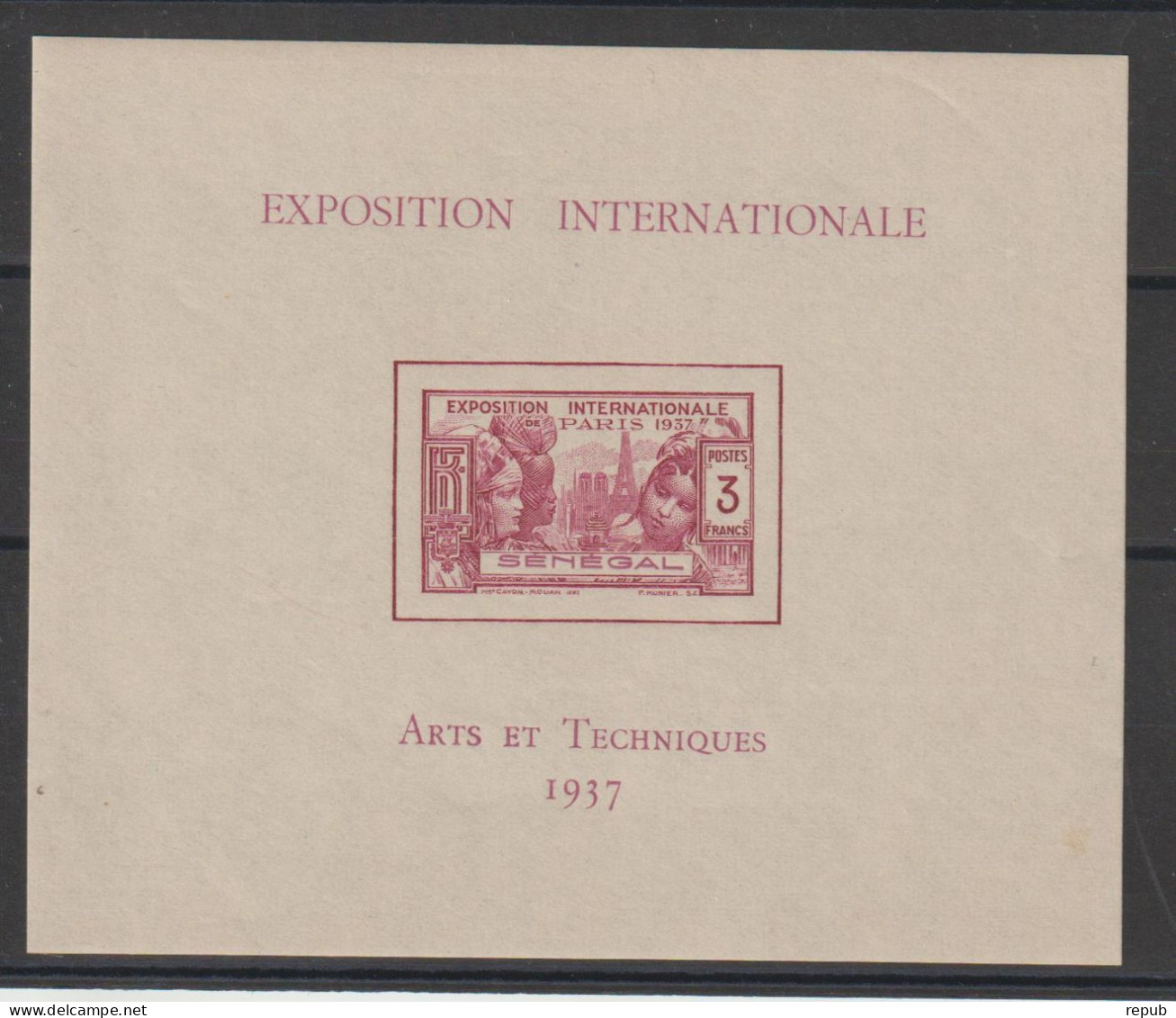 Sénégal 1937 Expo Paris BF 1 ** MNH - Blocs-feuillets