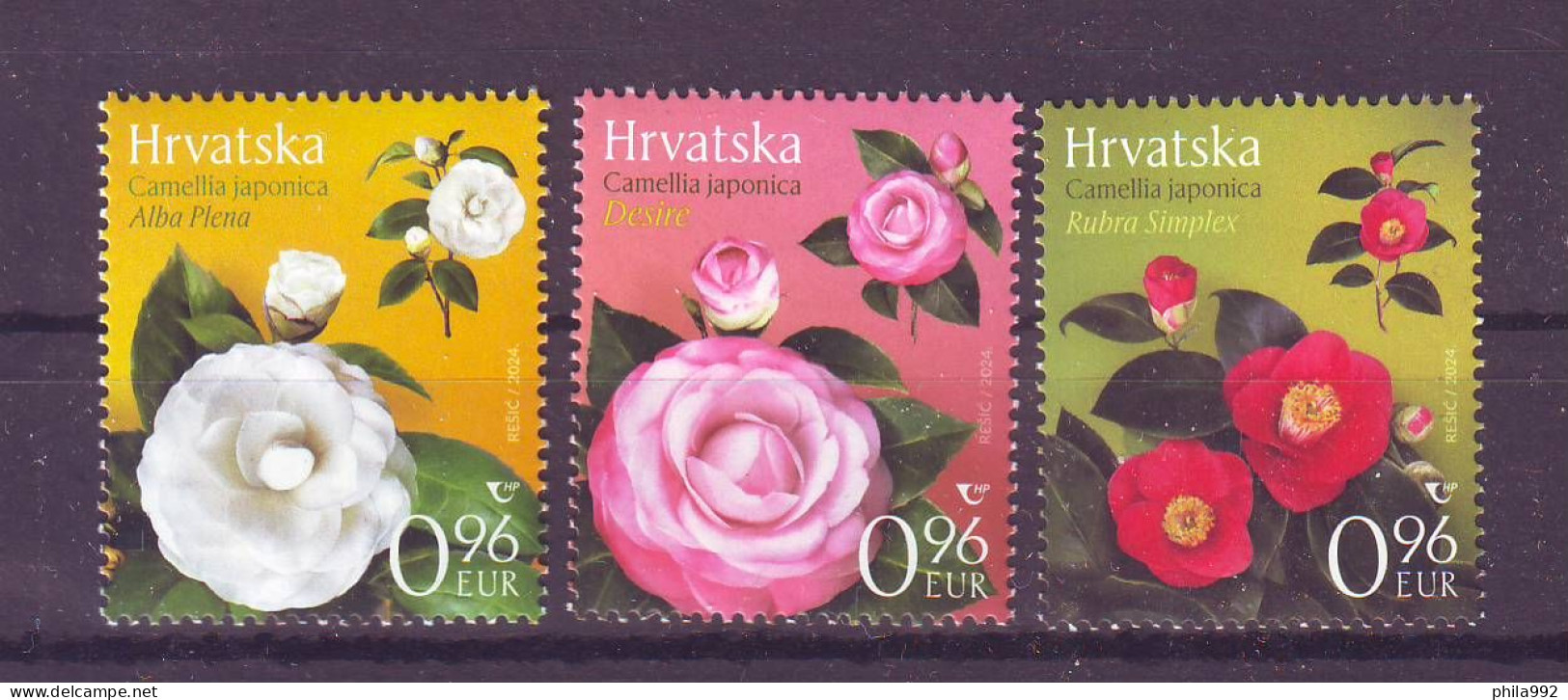 Croatia 2024 Croatian Flora - CAMELLIAS (3) MNH - Croatie