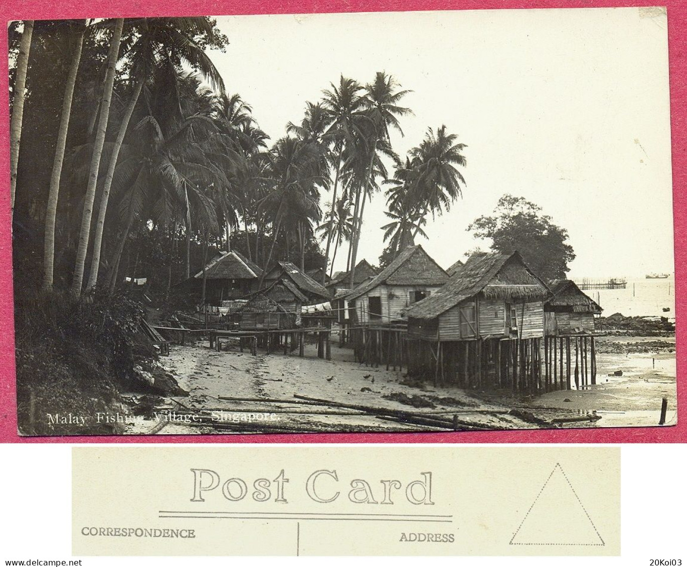 Malay Fishing Village Kampong Dwelling Houses Singapore_CPA Vintage 1900's_(n°PCard499)_cpc - Singapour