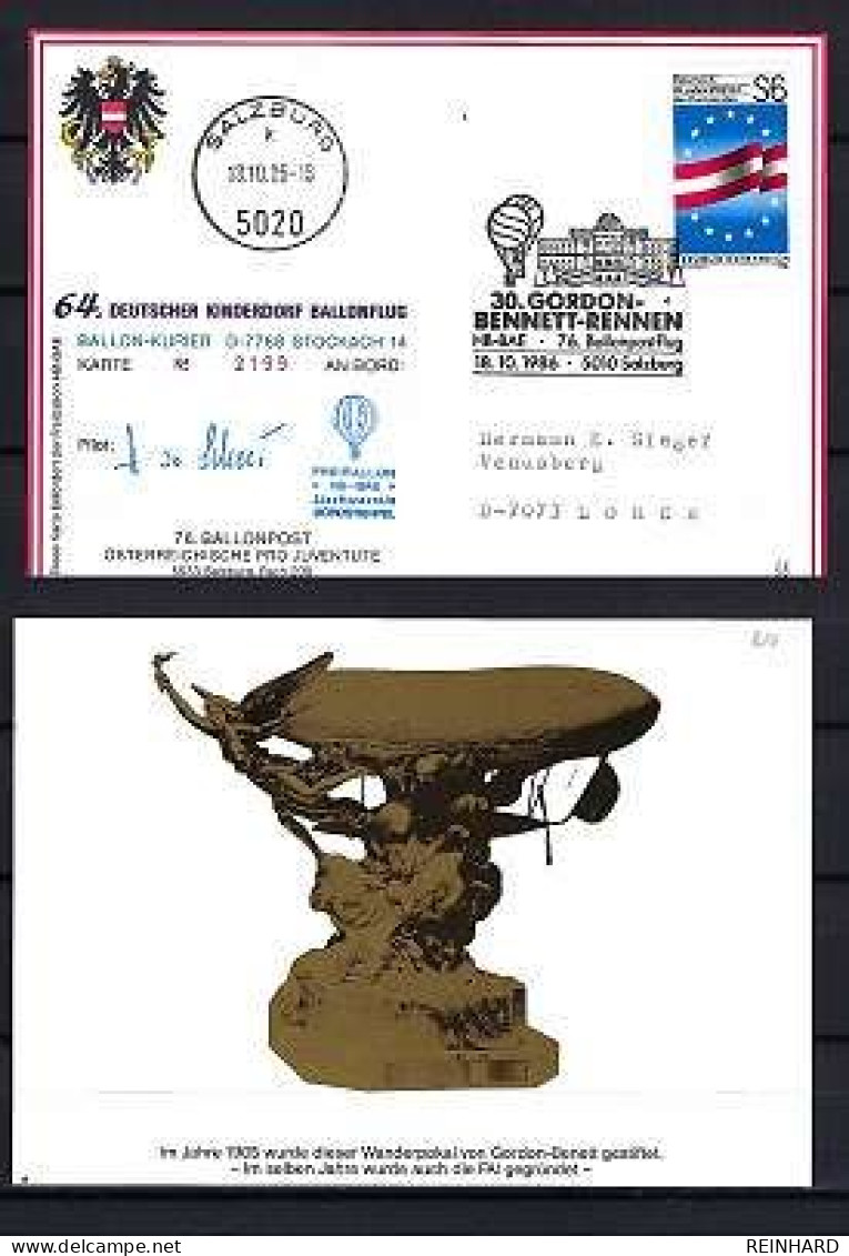 64. DEUTSCHER KINDERDORF BALLONFLUG SALZBURG 18.10.1986 - Siehe Bild - Cartas & Documentos