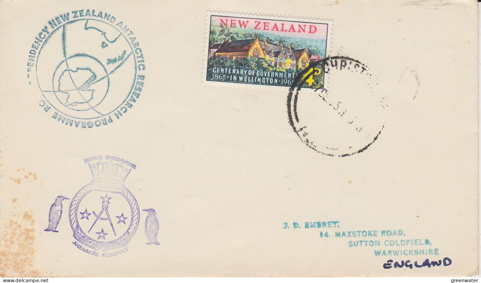 New Zealand HMNZS Endeavour Ca Christchurch  27 DEC 1965 (SR201) - Antarctische Expedities