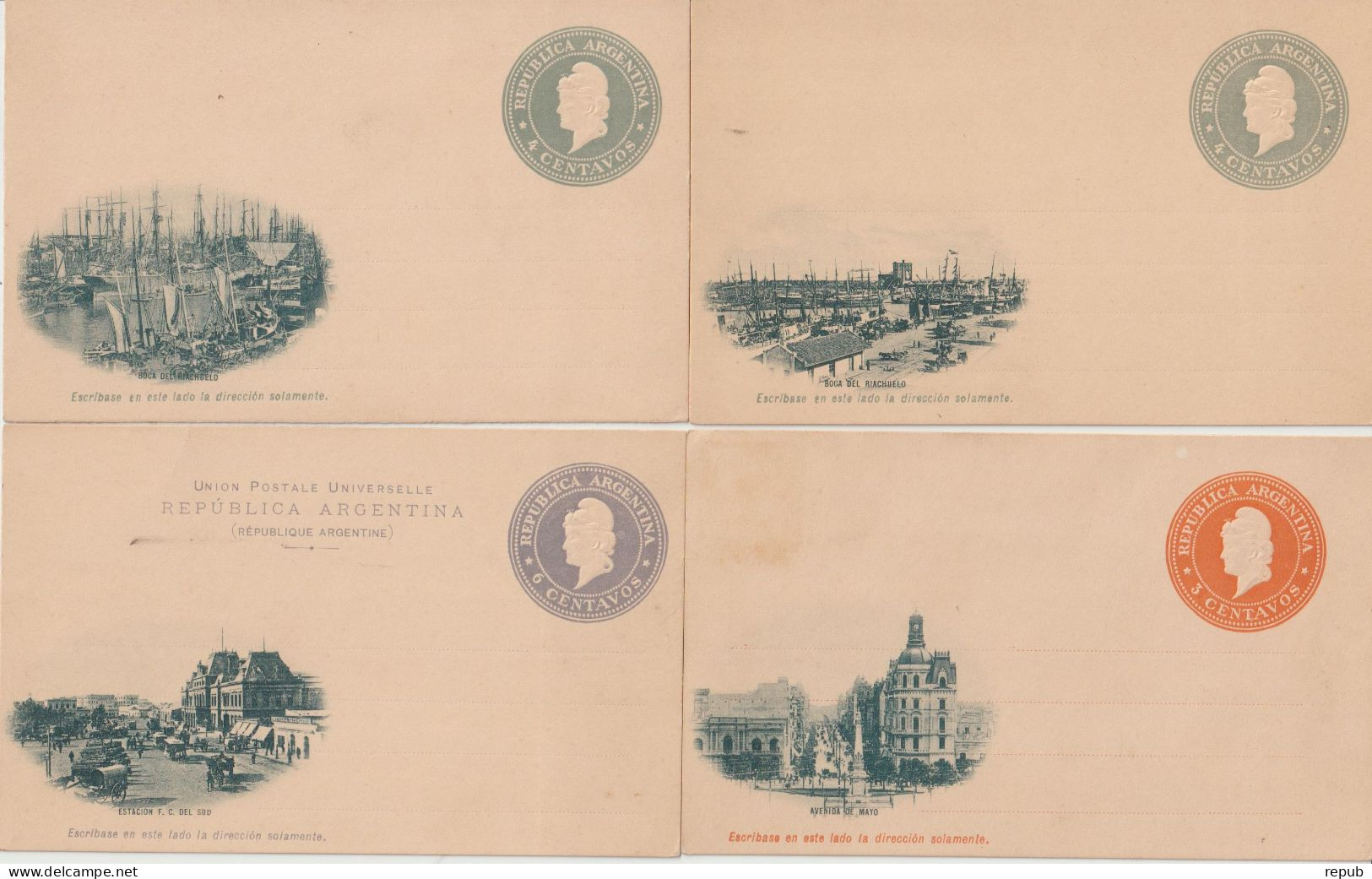 Argentine Lot De 4 Entiers Repiqués Neufs - Entiers Postaux