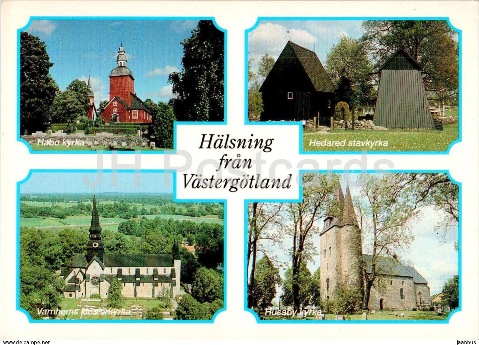 Kyrkor I Vastergotland - Habo Kyrka - Husaby Kyrka - Church - Multiview - 228 - Sweden - Unused - Schweden