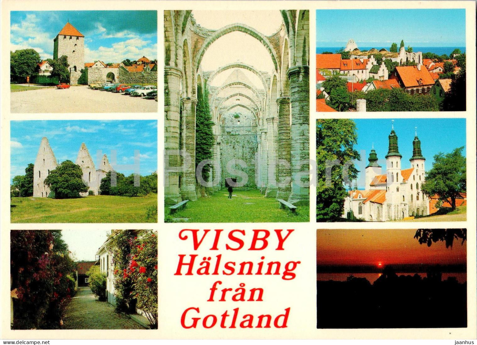 Visby Halsning Fran Gotland - Church - Town Views - Gotland - Multiview - 1674 - Sweden - Unused - Schweden