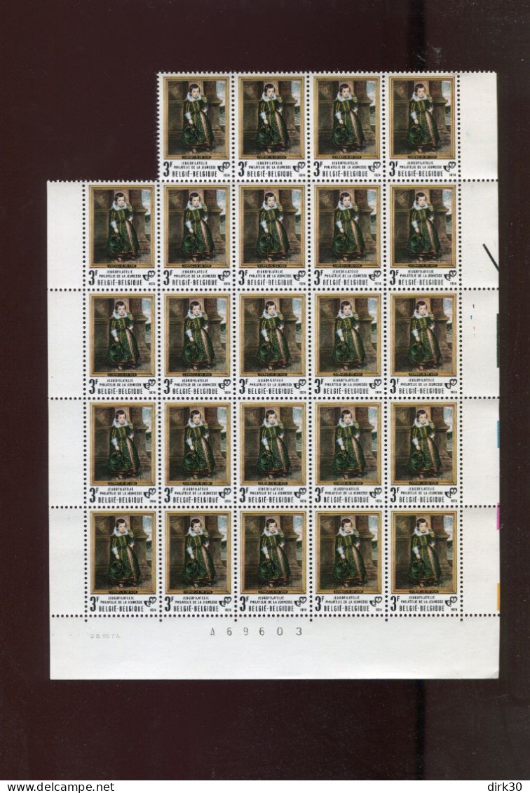 Belgie 1724 1724-V Painting Varieteit Z.7 In Blok Van 24 Plaatnummer 1 MNH OCB +9€ - 1961-1990