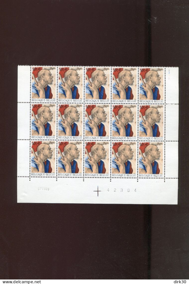 Belgie 1507 1507-Cu Curiositeit 2 Witte Stippen Op Zegel Z.27 In Blok Van 15 Plaatnummer 2 MNH - 1961-1990